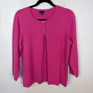Talbots Pink Cardigan Lightweight Button Front Preppy Classic Office Size Large